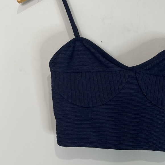 Garage Ribbed Corset Cropped Top Black Bustier Adjustable Spaghetti Straps M - Picture 4 of 10